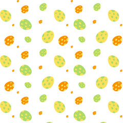 pattern for Easter holiday with multi-colored, bright painted eggs for gift wrapping