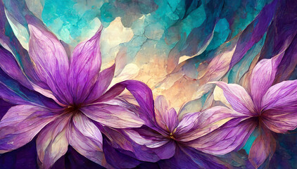 Fioletowe kwiaty, abstrakcyjny wzór