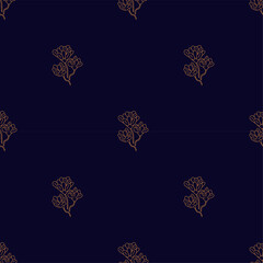 Seamless pattern Mystic golden flower with three branches Hand draw boho fantasy art for textile or t-shirt
