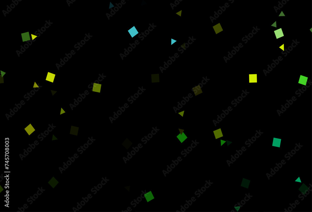 Poster dark blue, yellow vector pattern in polygonal style with circles.