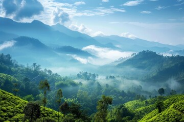 Discover the enchanting beauty of misty mountains shrouded in the morning mist