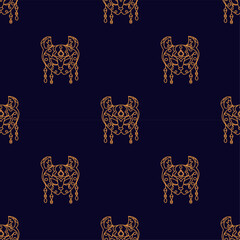 Seamless pattern Golden lynx mask Hand draw boho fantasy art for textile or t-shirt