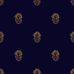 Seamless pattern Mystery girl with amulets and crown Hand draw boho fantasy art for textile or t-shirt