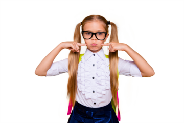 Close up studio photo portrait of beautiful nice glad cute offended naughty kid touching cheeks blow air wearing classic elegant shirt isolated bright vivid color background
