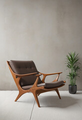 a mid-century modern lounge chair isolated on a transparent background
