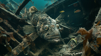 Camouflaged fish in the deep sea