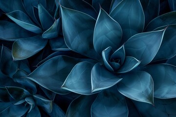 The dark blue-toned agave cactus creates a mesmerizing abstract pattern for a natural background