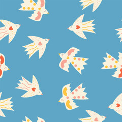 seamless pattern with doves
