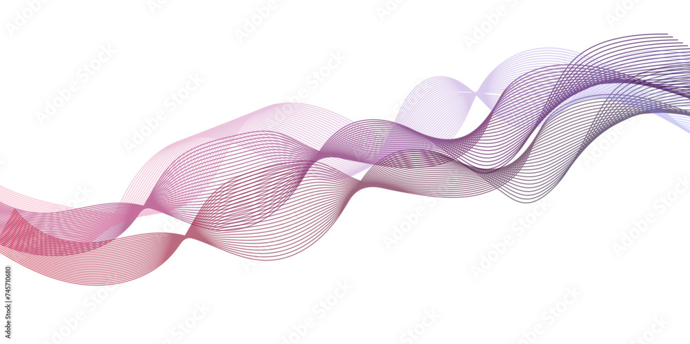 Poster design element. many purple line circle ring waves. abstract wavy stripes on a white background isol