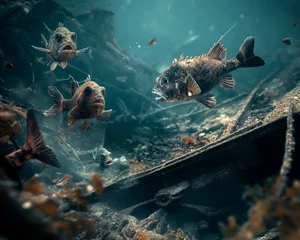  Deep Water Fish Exploring Shipwreck © Stock Plus