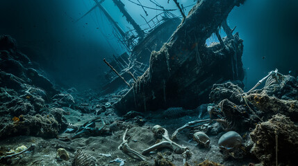 shipwreck in the deep sea