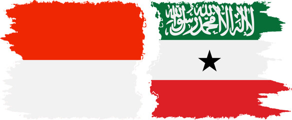 Somaliland and Indonesia grunge flags connection vector