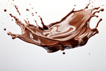 Chocolate Splash on White Background. Generative AI - obrazy, fototapety, plakaty