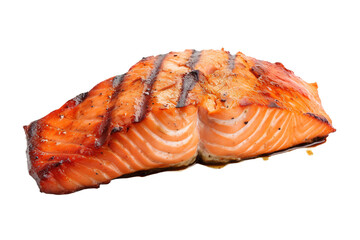 grilled salmon isolated on transparent background