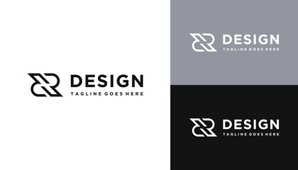 Rotating Initial Letter DP P D PD with Simple Line Art Monogram Logo Design