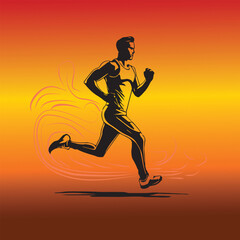 Fototapeta na wymiar Conceptual Illustration of a Running Man