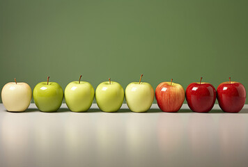 Row of Apples in Front of Green Wall