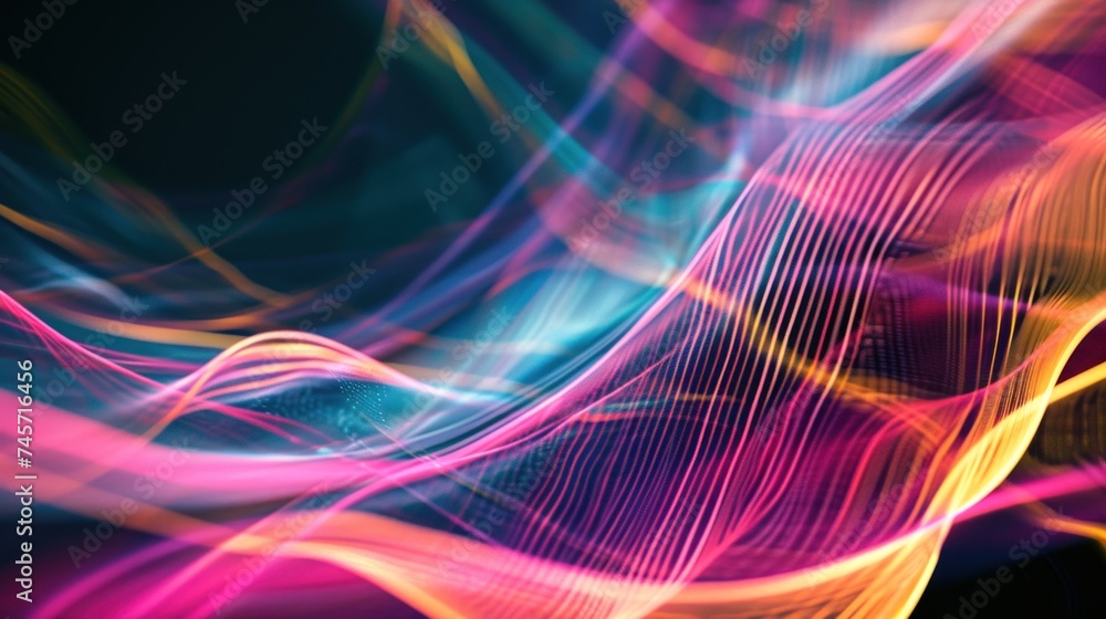 Poster abstract background with waves of lines, waves of dots and lines. abstract background. network conne