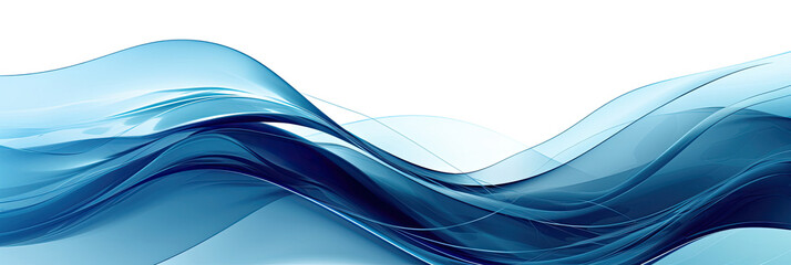 Blue Wave of Water on White Background