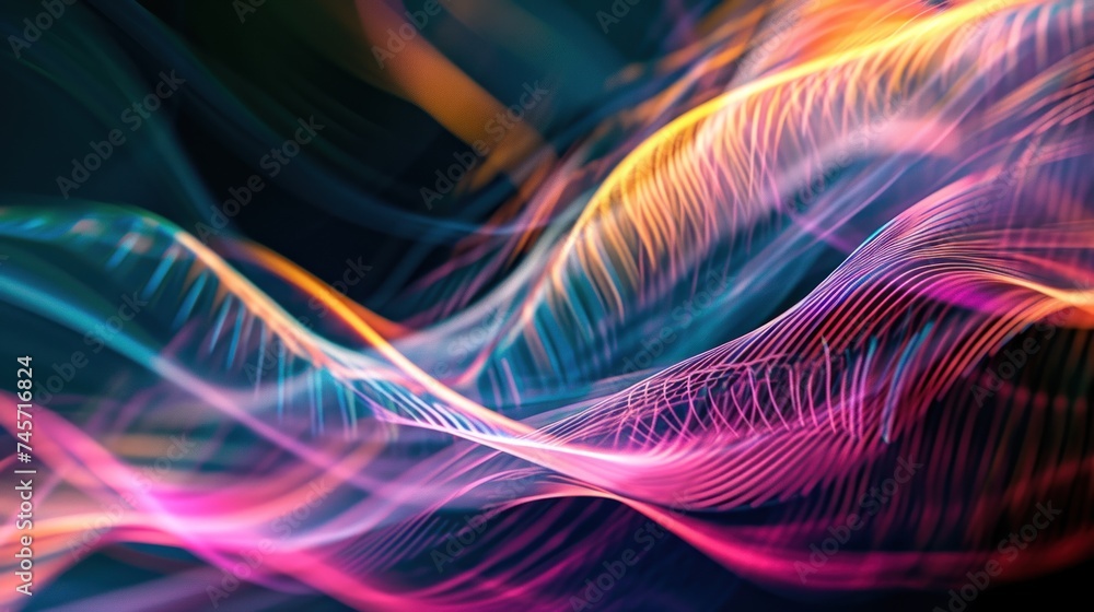 Poster abstract background with waves of lines, waves of dots and lines. abstract background. network conne