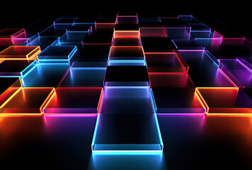 Abstract Glowing Squares and Squares