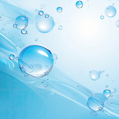 Close Up of Water Bubbles on Blue Background