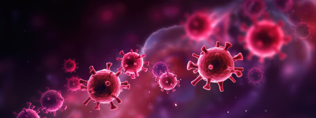 Group of Red and Purple Germs on a Black Background