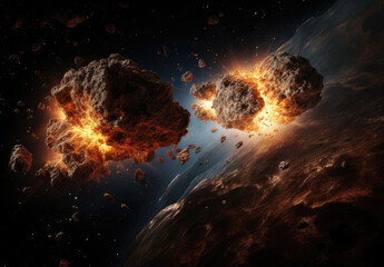 Cosmic Collision: Two Planets Colliding
