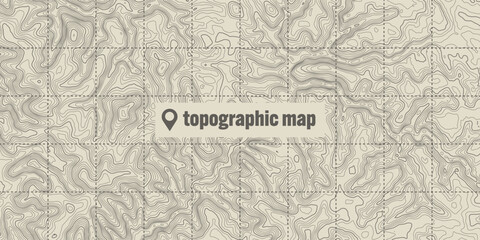 Topographic map with contour lines. Geographic terrain grid, relief height elevation. Ground path pattern. Travel and navigation, cartography design element. Vector illustration © 32 pixels