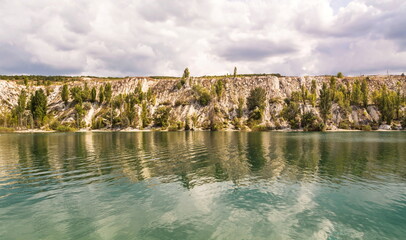 A mountain lake with turquoise water