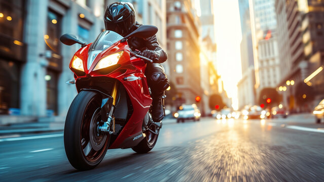 City Thrills: Superbike Rider Dominating Urban Streets with Power and Speed