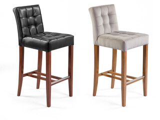 bar chair in different angles . isolated  on white background . wooden