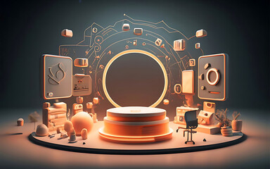 Modern and Futuristic 3d empty podium. 3d stage for product display. an abstract platform for product presentation. podium for advertising. Empty pedestal 3D model