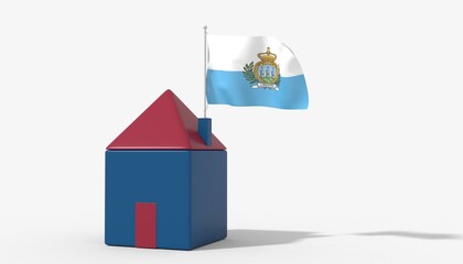 Casa 3D con bandiera al vento San Marino sul tetto