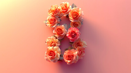 Pink Flower Number Eight Design