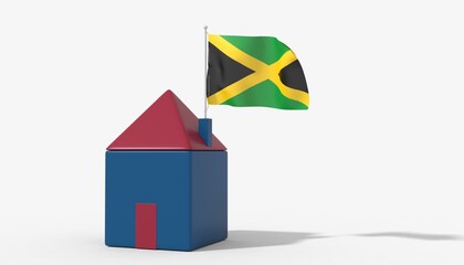Casa 3D con bandiera al vento Jamaica sul tetto