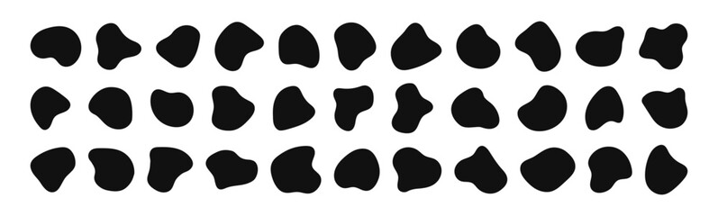 Blob shapes are organic. Freeform irregular figures. Random flowing liquid circles. Silhouette collection of isolated vector elements on white background.