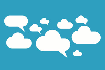 Obraz premium Set of speech bubbles. Speak bubble text, cartoon chatting box, message box. Blank empty vector white speech bubbles. Cartoon balloon word design.