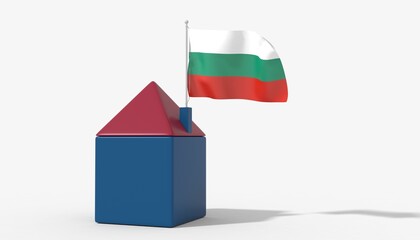 Casa 3D con bandiera al vento Bulgaria sul tetto