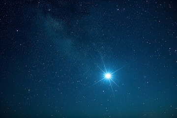 Star of Bethlehem, or Christmas Star. Bright star in the dark blue night sky