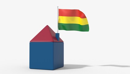 Casa 3D con bandiera al vento Bolivia sul tetto