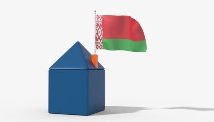 Casa 3D con bandiera al vento Belarus sul tetto