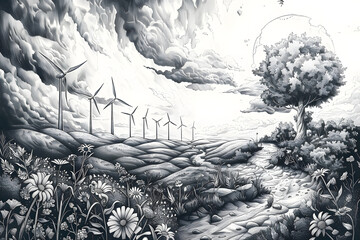 Sustainable Energy. Conceptual Illustration, Generative AI