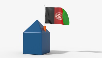 Casa 3D con bandiera al vento Afghanistan sul tetto