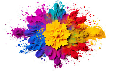 Colorful Rangoli Design in Creation Isolated on Transparent Background PNG.