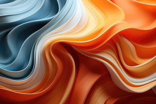 An image of Blue and orange waves abstract wallpaper background Generative AI