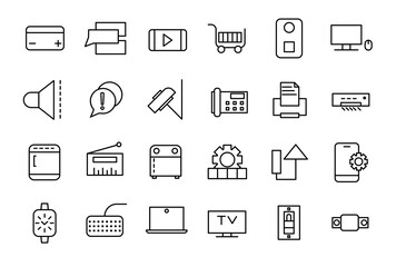Device and technology line icon set. Electronic devices and gadgets outline icons collection for web and mobile app.