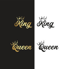 King & Queen Text Logo With Crown icon 