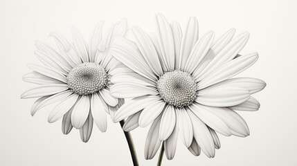 Sketch of chamomile flowers, bouquet.