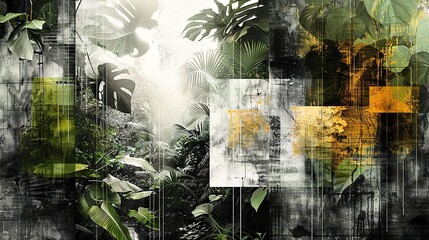 A collage featuring a B&W photo of the Amazon, with lush green and earth tones, highlighting the rainforest's life and promoting conservation.


